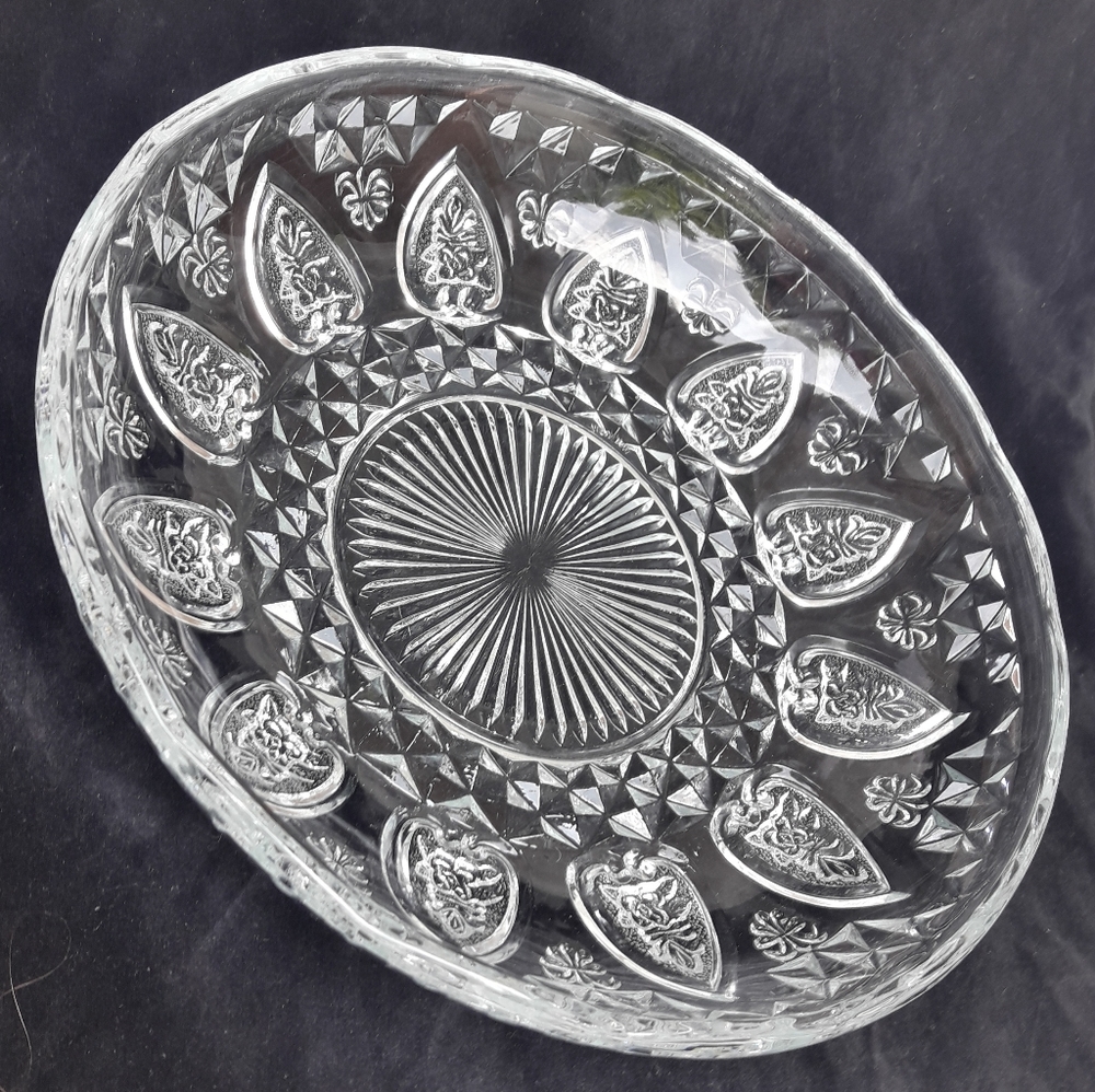 Vintage Serving Tray Clear Glass Crystal Round 12